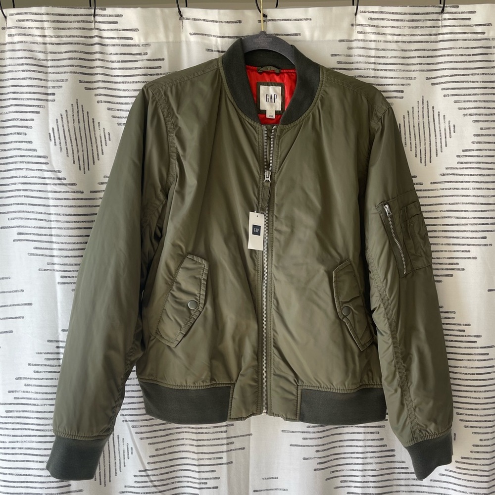 GAP Womens olive green bomber jacket